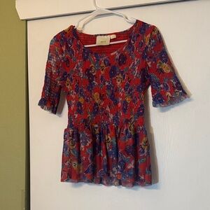 Maeve Red and Blue Floral Blouse